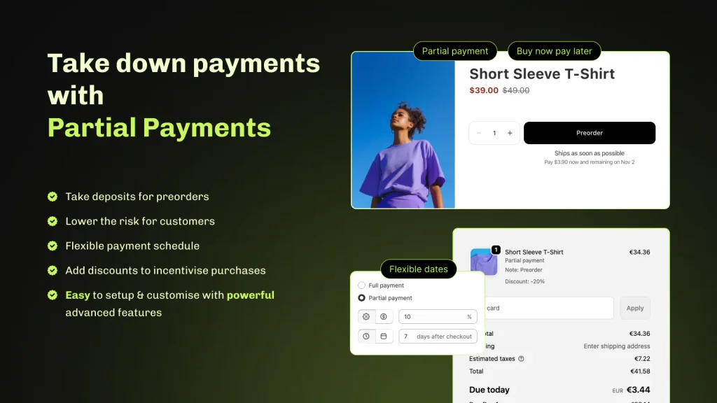 Partial payments and deposits.
