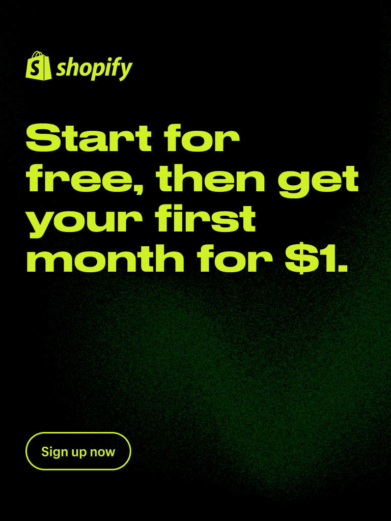 Shopify offer: start for free, then get your first month for $1.